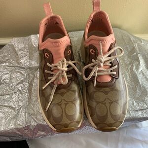 Coach women’s Pink and Brown Signature Sneakers